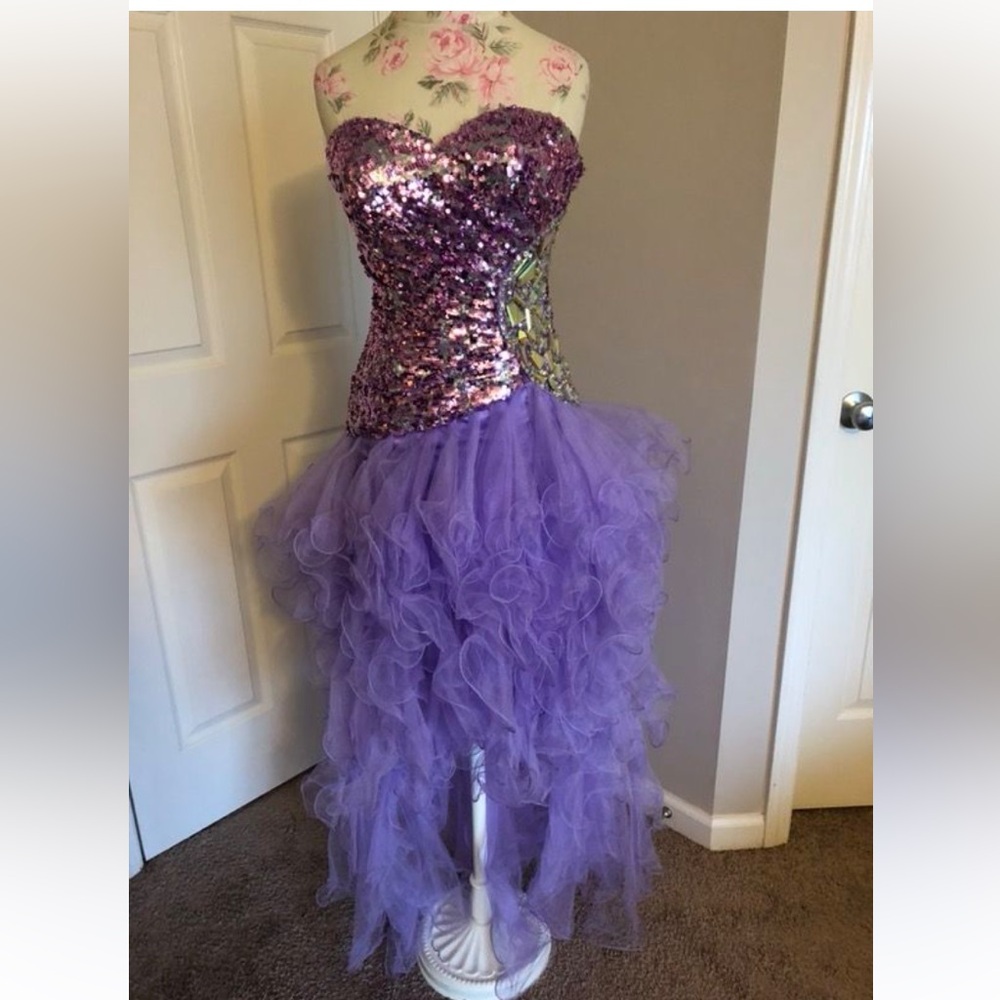 Size M New Lavender Sequin and Tulle Gown